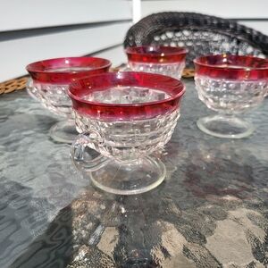 Anchor Hocking Red Rimmed Glass Cups